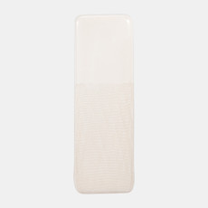 17867-15#Cer, 18" Squared Grooved Vase, Ivory