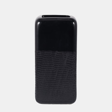 17867-25#Cer, 12" Squared Grooved Vase, Black