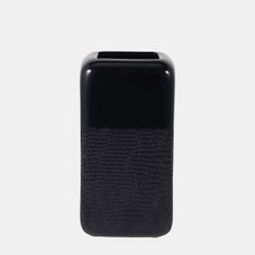 17867-26#Cer, 10" Squared Grooved Vase, Black