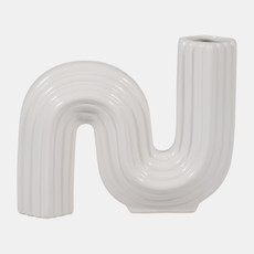 18687-02#Cer, 6" Loopy Vase, White