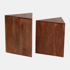 18717#Wood, S/2 18/20" Triangle Side Tables, Brown