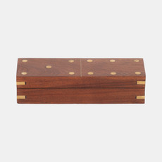 18722-01#Wood, 8x3 Dominoes Box, Brown