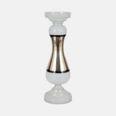 18745-02#Glass, 26" Candle Holder, White