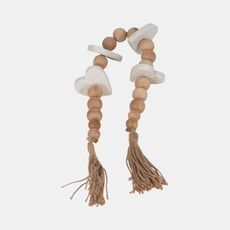 18731-01#Wood, 36" Large Bead Garland W/ Marble Hearts, Mul