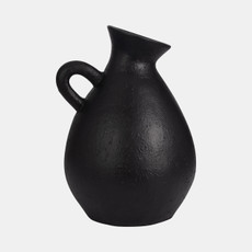 18762-02#Terracotta, 18" Organic Jug With Handle, Black