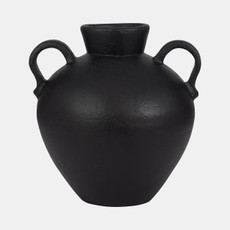 18763-02#Terracotta, 17" Organic Jug With 2 Handles, Black