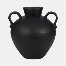 18763-02#Terracotta, 16" Organic Jug With 2 Handles, Black