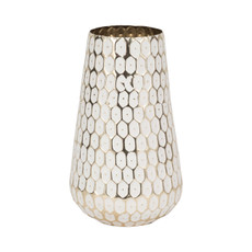 18773-01#Metal, 11" Tribal Vase, Gold