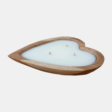 80273#Teak, 12" Heart Bowl Candle, Natural