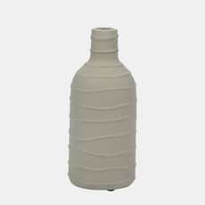 18781-01#Clay, 12" Bottle Vase W/ Line Detail, Green