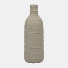 18781-02#Clay, 16" Bottle Vase W/ Line Detail, Green