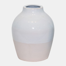 18783-01#Clay, 11" 2-tone Reactive Vase, Ivory