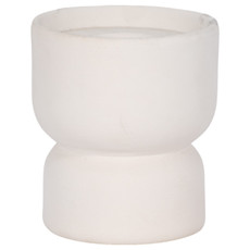 18789-01#Clay, 5" Stacked Textured Candle Holder, Ivory