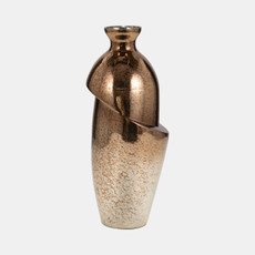 18833-02#Glass, 16" Abstract Vase, Bronze