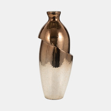 18833-03#Glass, 19" Abstract Vase, Bronze