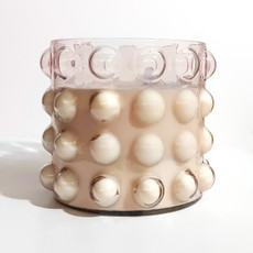 80278-02#Glass, 9" 102 Oz Bubble Candle, Pink