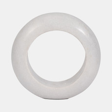 18867-02#Marble, 8" Ring Tabletop Decor, White