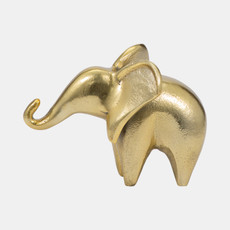 18873#Metal, 7" Trunk Up Elephant, Gold