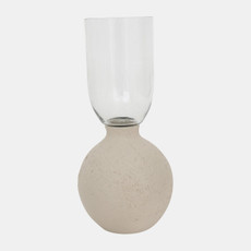 18891-02#Ecomix/glass, 13" Vase, Ivory