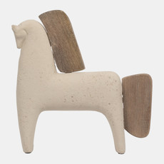 18893-02#Ecomix, 14" Horse Deco, Ivory