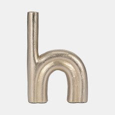 18939-01#Metal, 12" Double Arch Vase, Champagne
