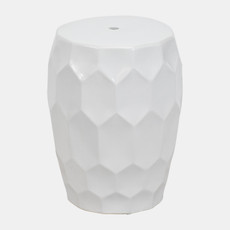 19047#Cer,, 18" Beehive Stool, White