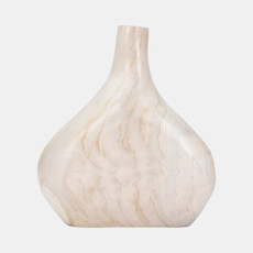19012#Wood, 9" Carved Teak Vase, Natural