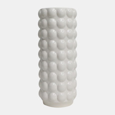 19078-01#Cer, 16" Bubble Vase, White
