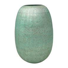 EV19158-02#Serenity  Glass, 12" Antique Band-cut Vase, Blue