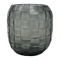 EV19116-01#Jordan Glass, 6" Woven Finish Vase, Gray