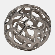 19222-01#Metal, 6" Cut-out Orb, Silver