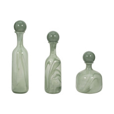 EV19452-01#S/3 12/17/19" Verena Green Lidded Glass Bottles