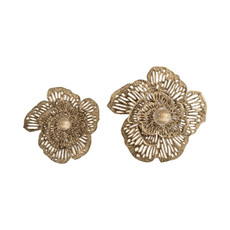 EV19530#S/2 14/18" Salma Gold Wall Flowers