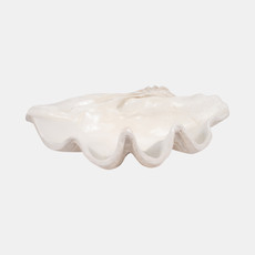 19741-03#25" Pearlized Clam Shell Bowl, Ivory