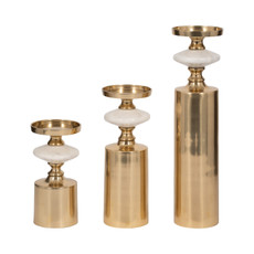 EV19823-01#S/3 9/12/16" Leiden Gold W/ White Marble Candle 