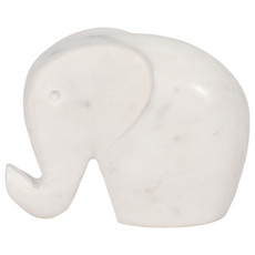 20003-01#6" Trunk Up Marble Elephant, White