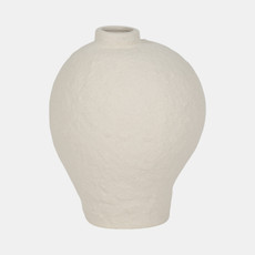 19737-02#8" Curved Rough Vase, Cream White