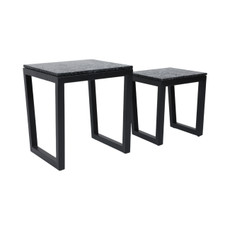 EV20048-01#S/2 19/23" Collier Marble Top Accent Tables, Black