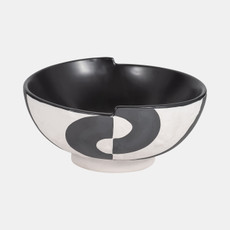 18379#12" Contemporary Deep Bowl, Black/white