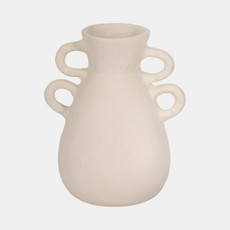 18252-03#12" Vase With 4 Handles, Paper Mache, Ivory