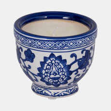 80297#4", 6oz Bowl Chinoiserie Candle, Blue/white