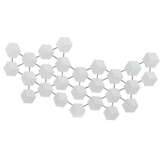 20202#44" Staggered Hexagons Metal Wall Decor, White/bla