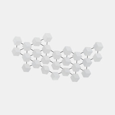 20202#44" Staggered Hexagons Metal Wall Decor, White/bla