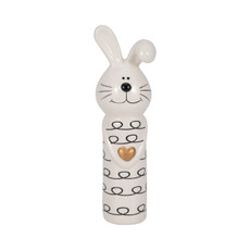 20224-01#7" Squiggly Bunny With Gold Heart, White/black