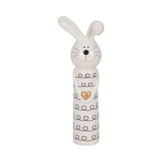 20224-03#12" Squiggly Bunny With Gold Heart, White/black