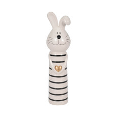 20225-02#10" Lines Bunny With Gold Heart, White/black