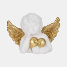20296#15" Garden Cherub With Heart, White/gold