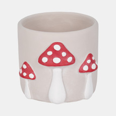 20315-01#6" Magic Mushroom Applique Planter, Red/white