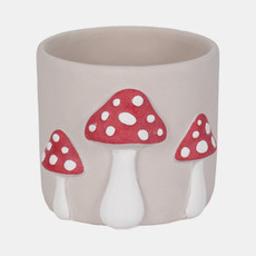 20315-02#8" Magic Mushroom Applique Planter, Red/white