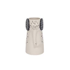 20324#9" Elephant With Vase Opening, White/black